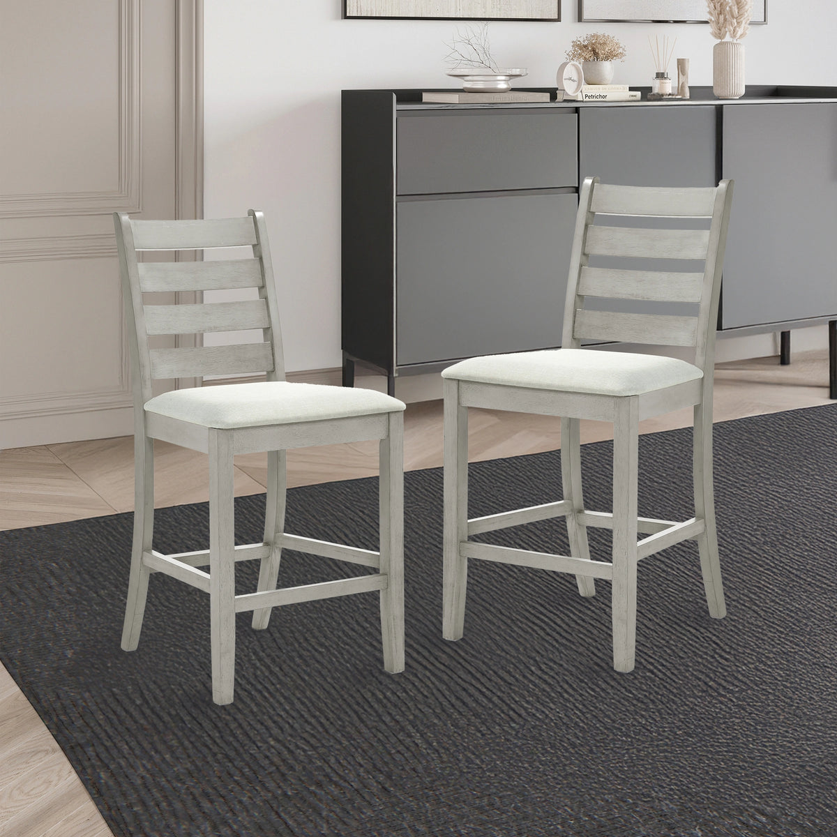 Pascal Ladderback Counter Chair (2 Per Carton)-Driftwood