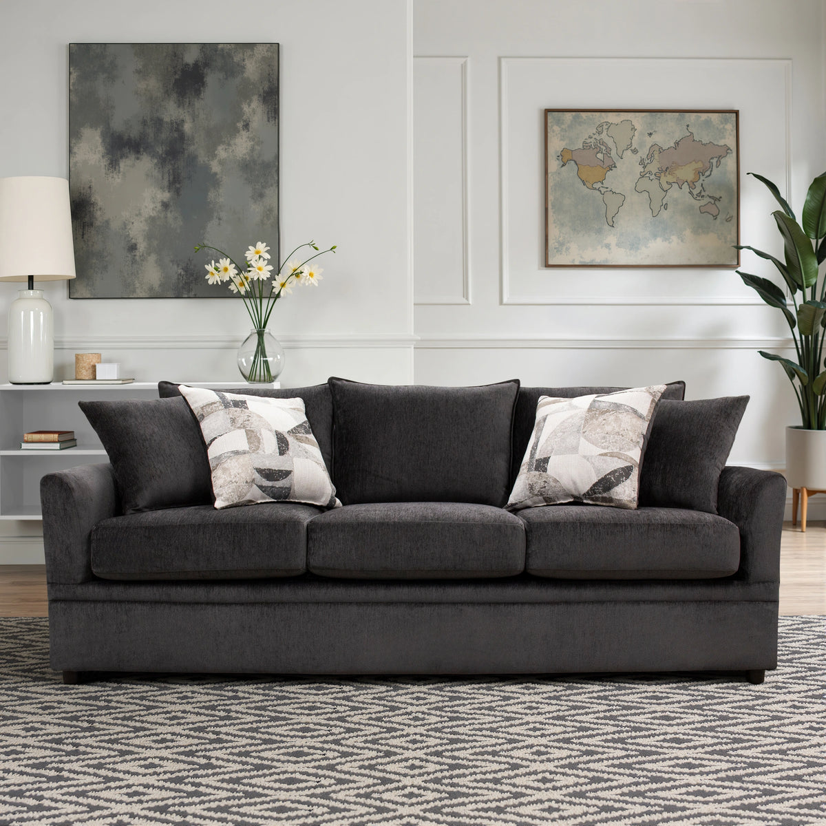 Sylvie Sofa W/4 Accent Pillows-Lush Mink Gray