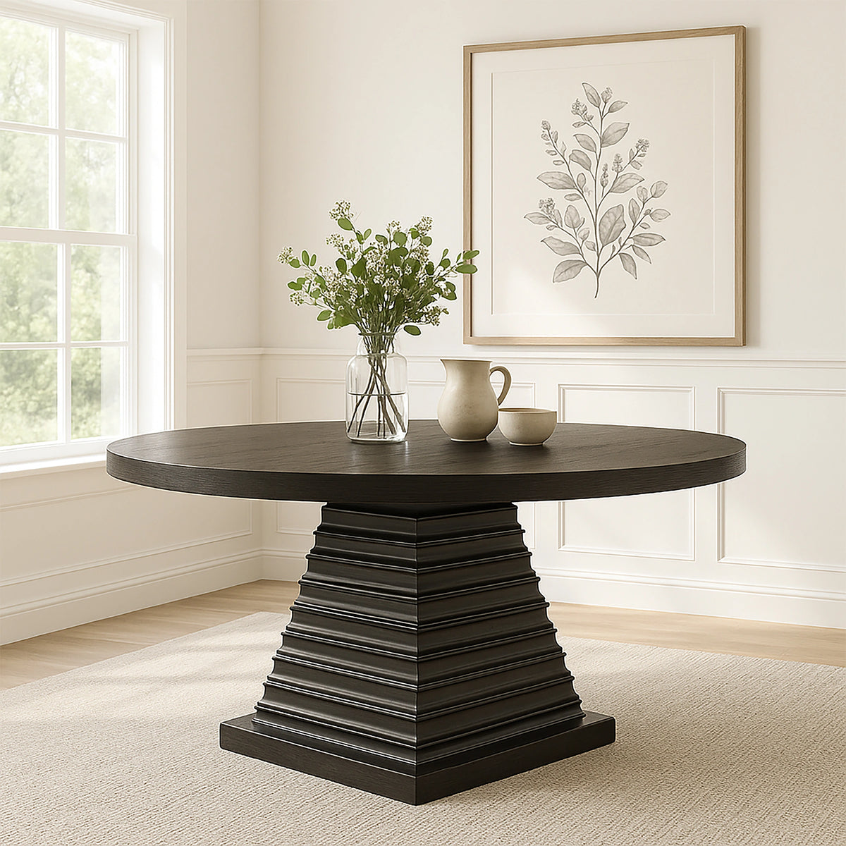 Plateau Round Table Pedestal Base Top-Rustic Espresso