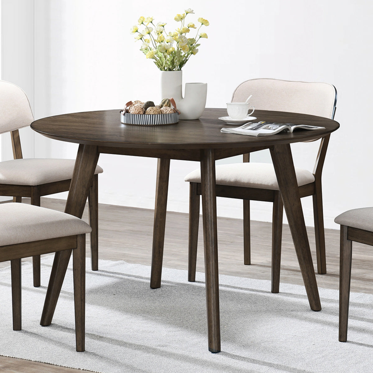 Rex 48" Round Dining Table-Walnut