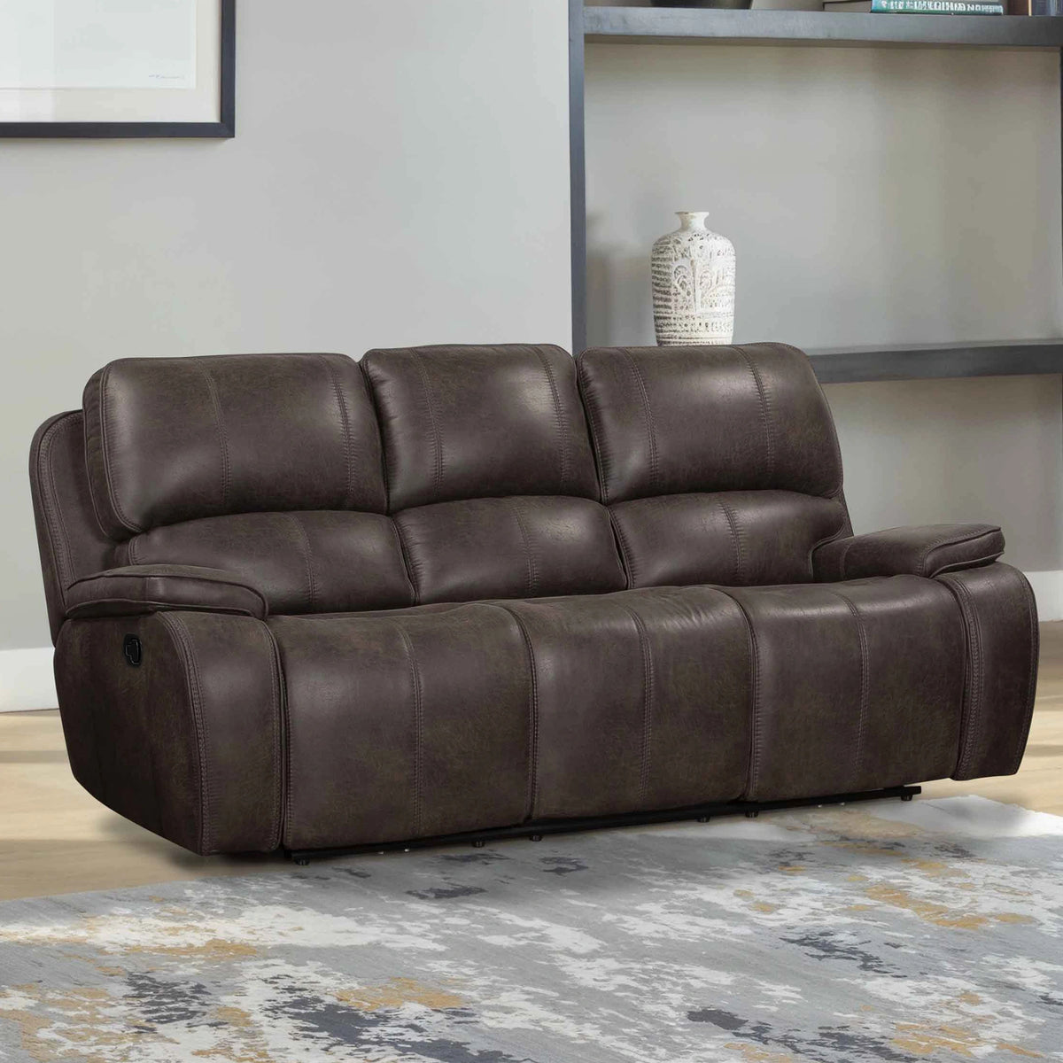 Brookings Sofa W/Dual Recliner-Charcoal