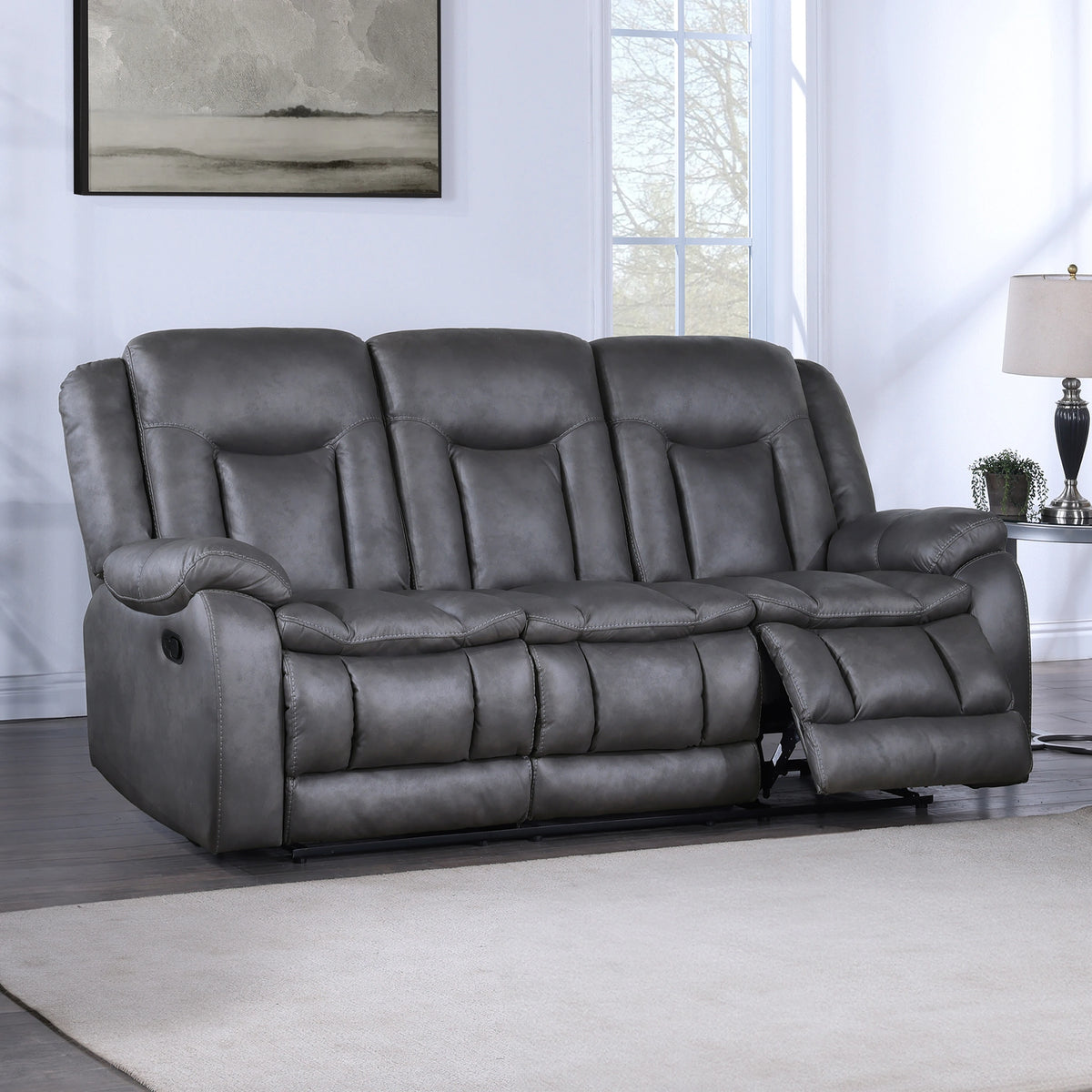 Morello Sofa W/Dual Recliner- Gray