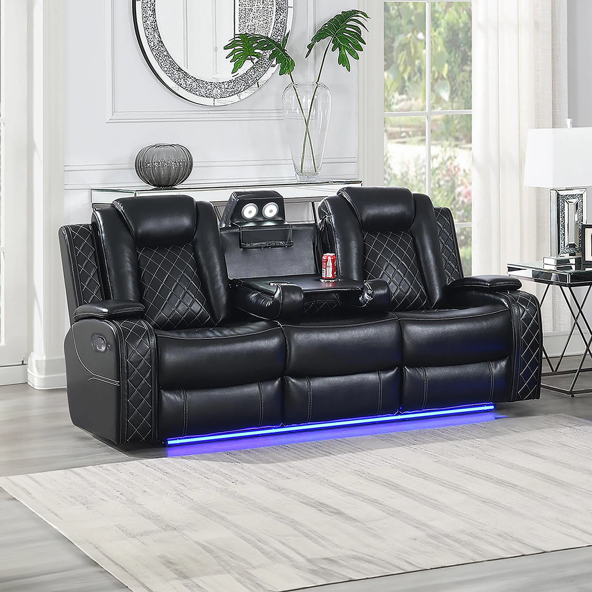Orion Ii Sofa W/Dual Recliner-Black