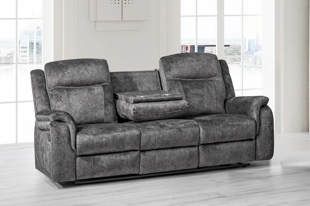 Park City Sofa W/Dual Recliner-Slate