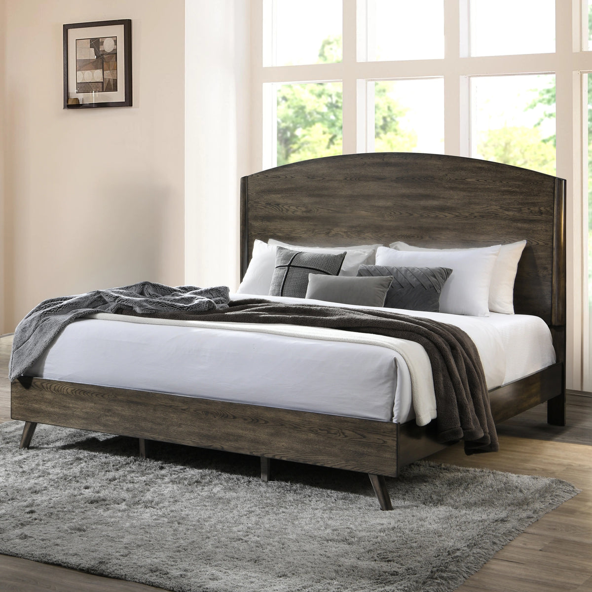 Rex 6/6-6/0 Ek/Wk Headboard, Footboard & Slats-Walnut