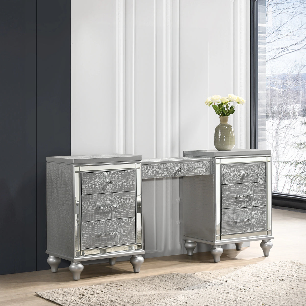 Valentino Dressing Table-Silver