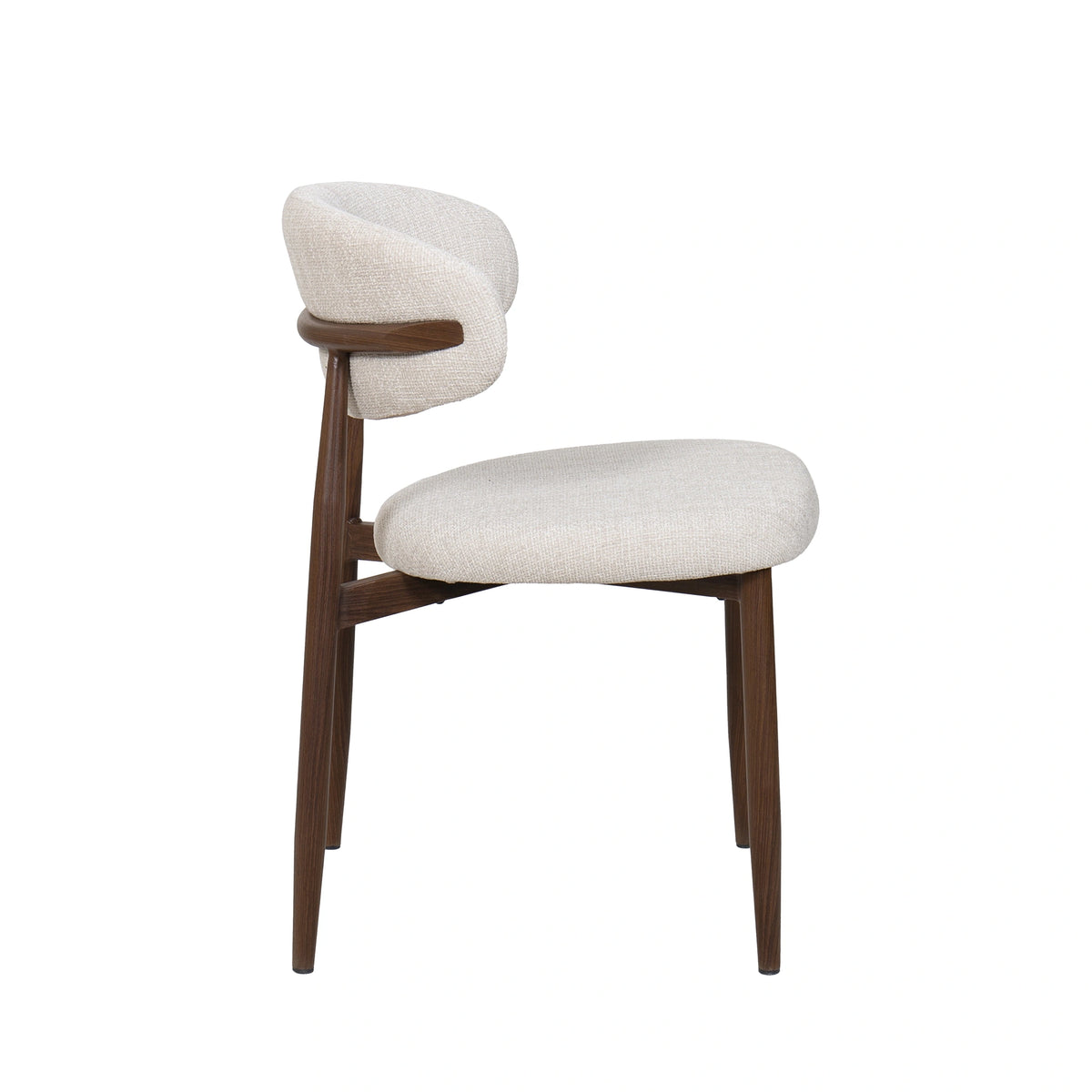 Royce Side Chair W/ Walnut Metal Frame -Beige (2 Per Carton)
