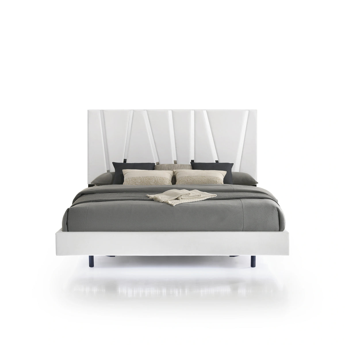 Europa 5/0 Q Headboard, Footboard & Slats-White