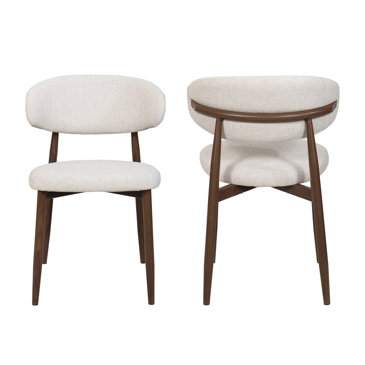 Royce Side Chair W/ Walnut Metal Frame -Beige (2 Per Carton)