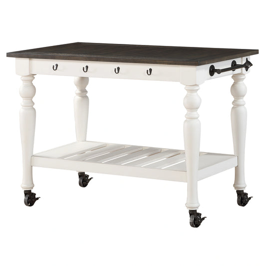 Steve Silver Joanna Kitchen Cart in Two-tone Ivory and Mocha