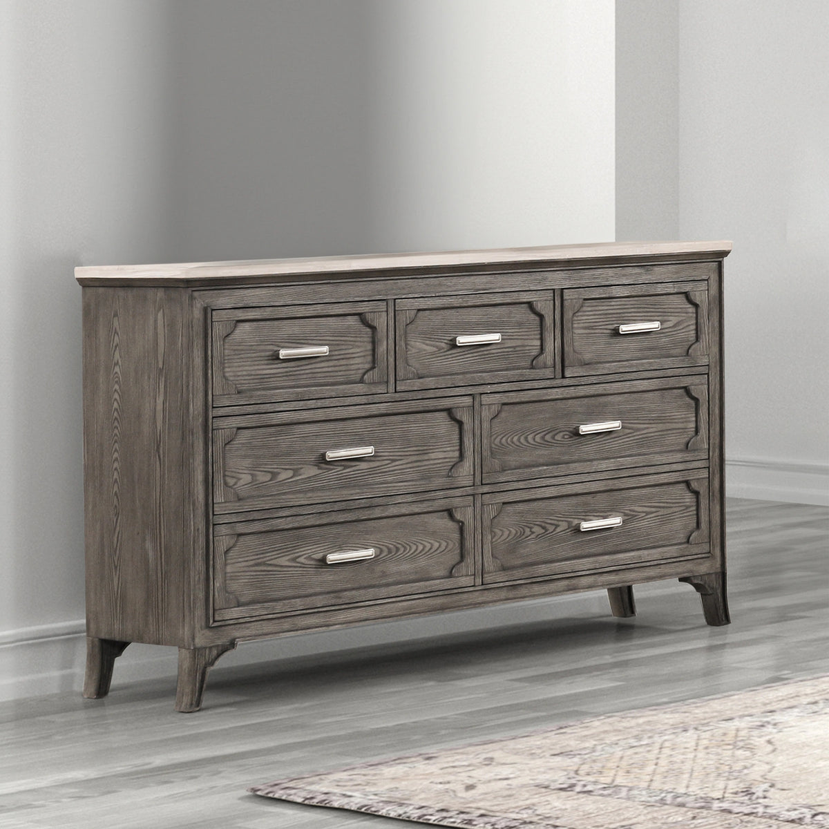 Lisbon Marble Top Dresser-Gray