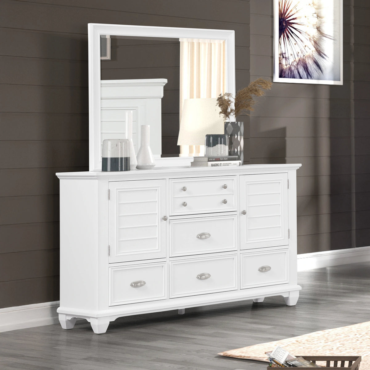 Jamestown Landscape Mirror- White