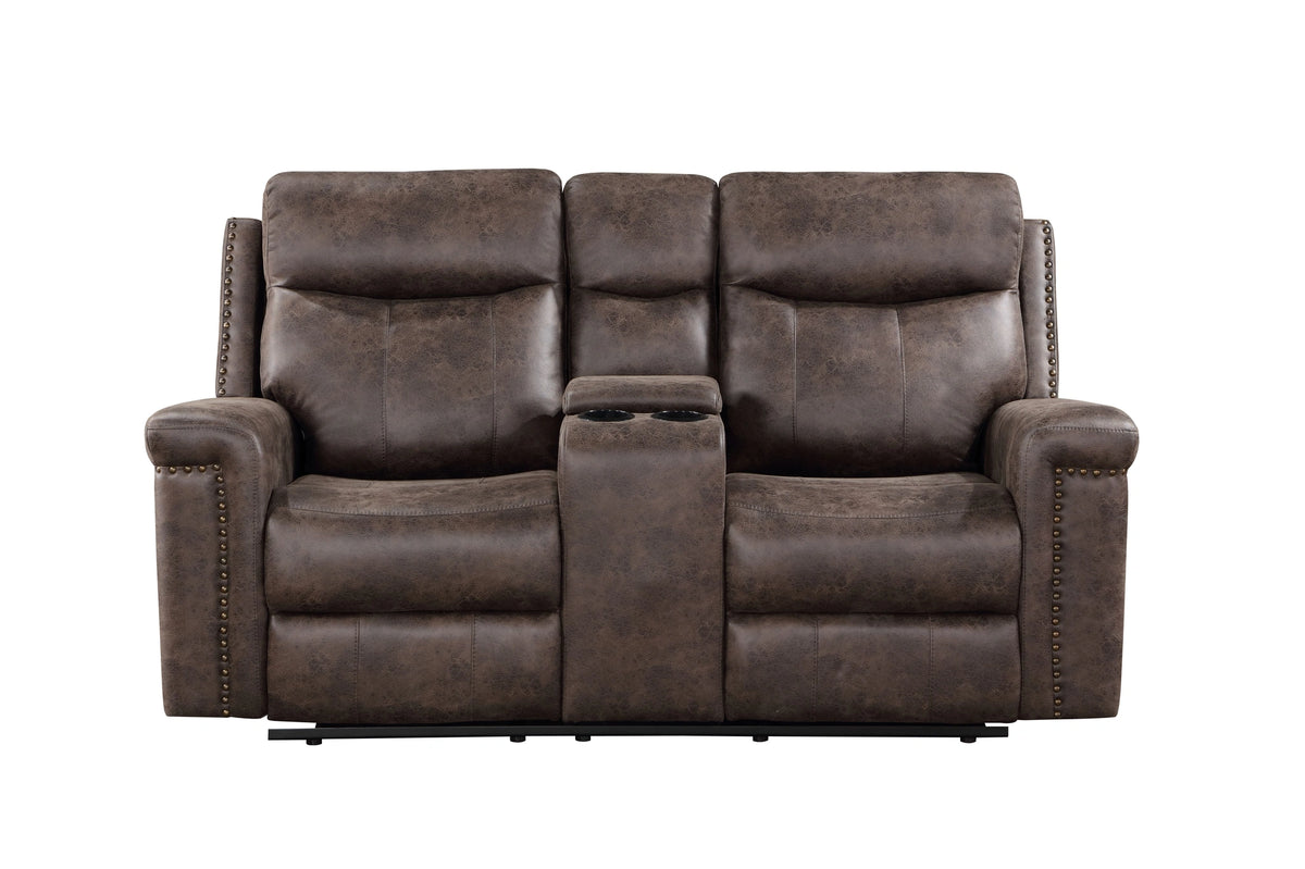 Quade Console Loveseat W/ Pwr Fr-Mocha