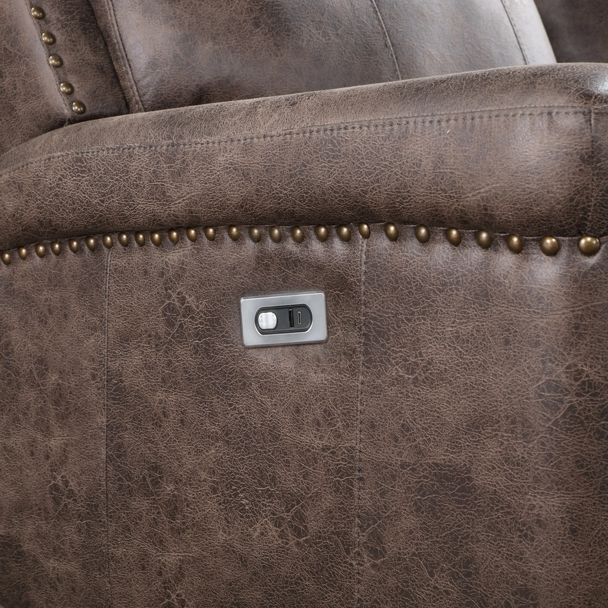 Quade Console Loveseat W/ Pwr Fr-Mocha