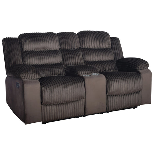 Willow Console Loveseat W/ Dual Recliners-Brown