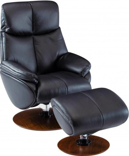 BarcaLounger Alicia Pedestal Recliner with Ottoman in Capri Black