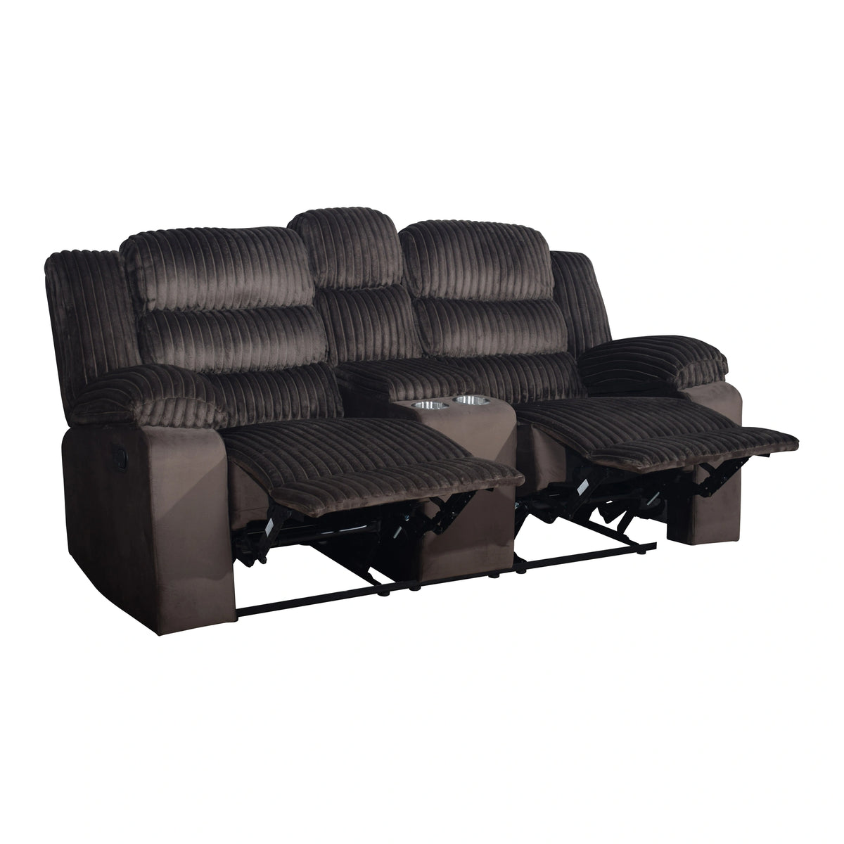 Willow Console Loveseat W/ Dual Recliners-Brown