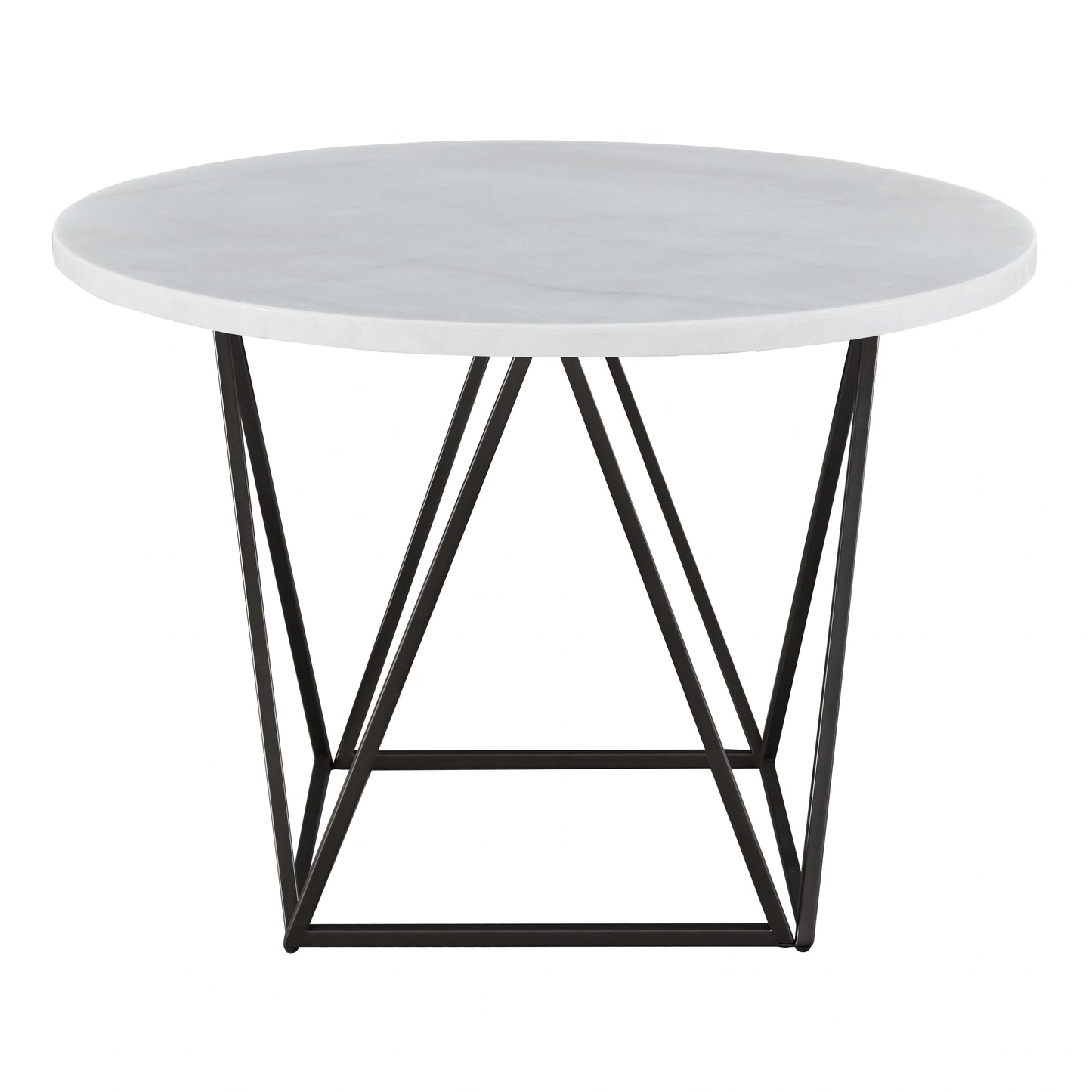 Steve Silver Ramona White Marble Top Round Dining Table in Deep Bronze