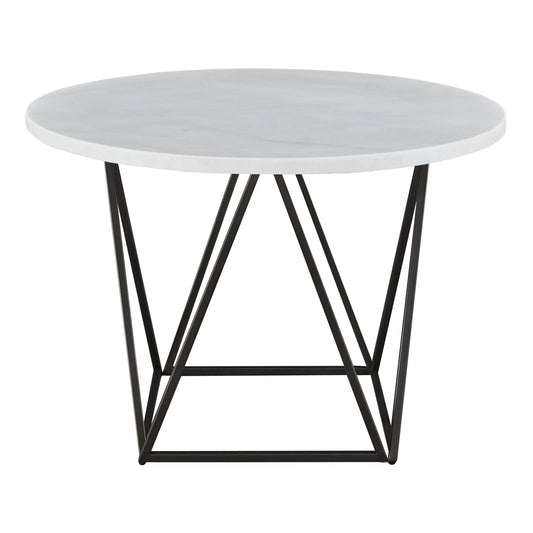 Steve Silver Ramona White Marble Top Round Dining Table in Deep Bronze