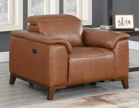 Steve Silver Bergamo Dual-Power Leather Recliner in Mocha
