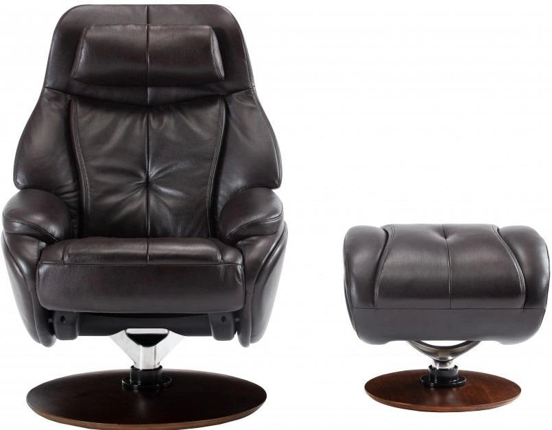 BarcaLounger Marjon Pedestal Recliner with Ottoman in Janie Chocolate