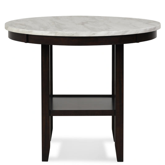 Celeste 42" Round Counter Table-Espresso/Faux Marble