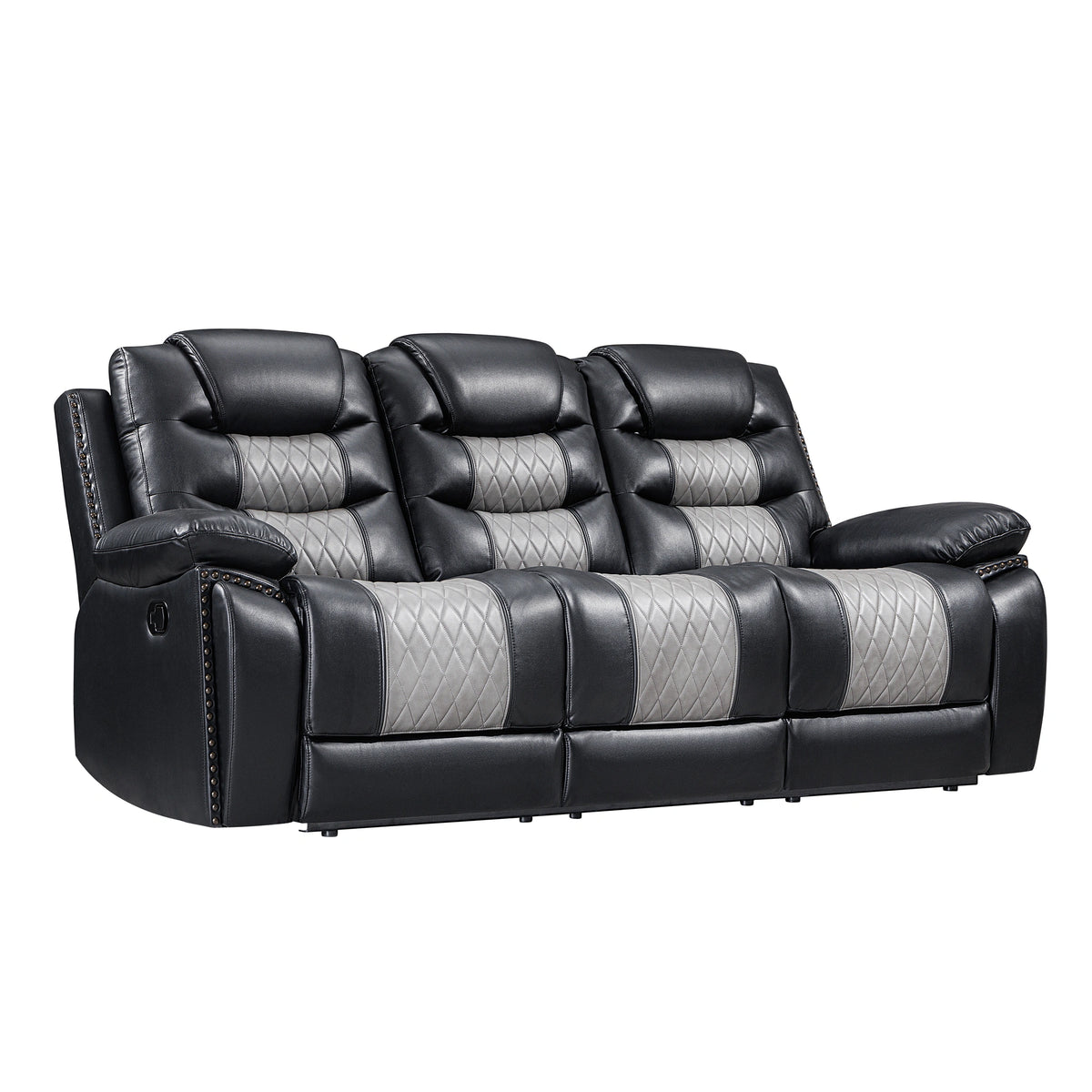 Nikko Sofa W/Dual Recliner-Black/Gray