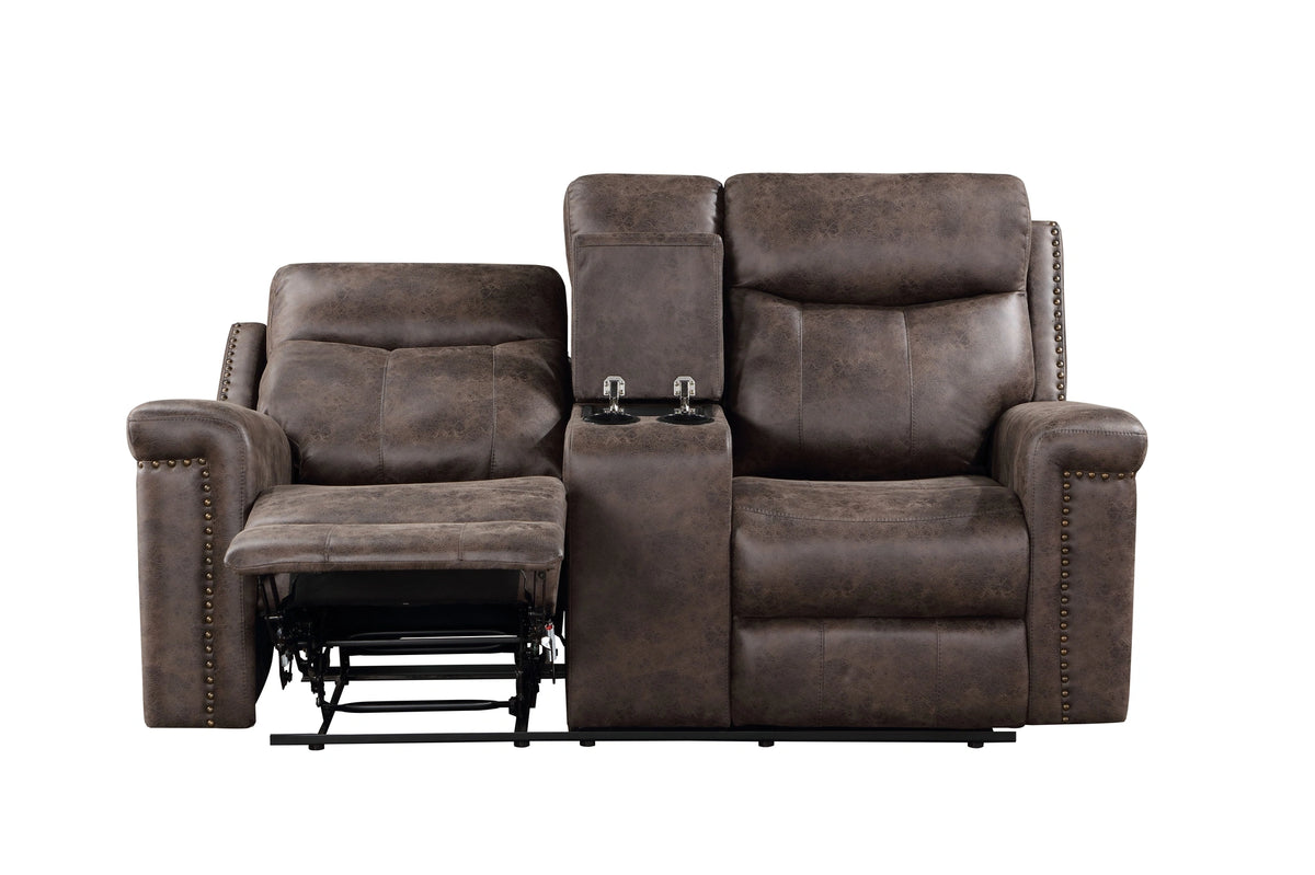 Quade Console Loveseat W/ Pwr Fr-Mocha
