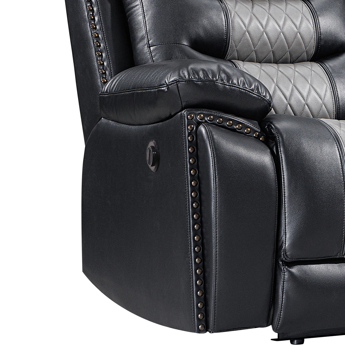 Nikko Sofa W/Pwr Fr-Black/Gray