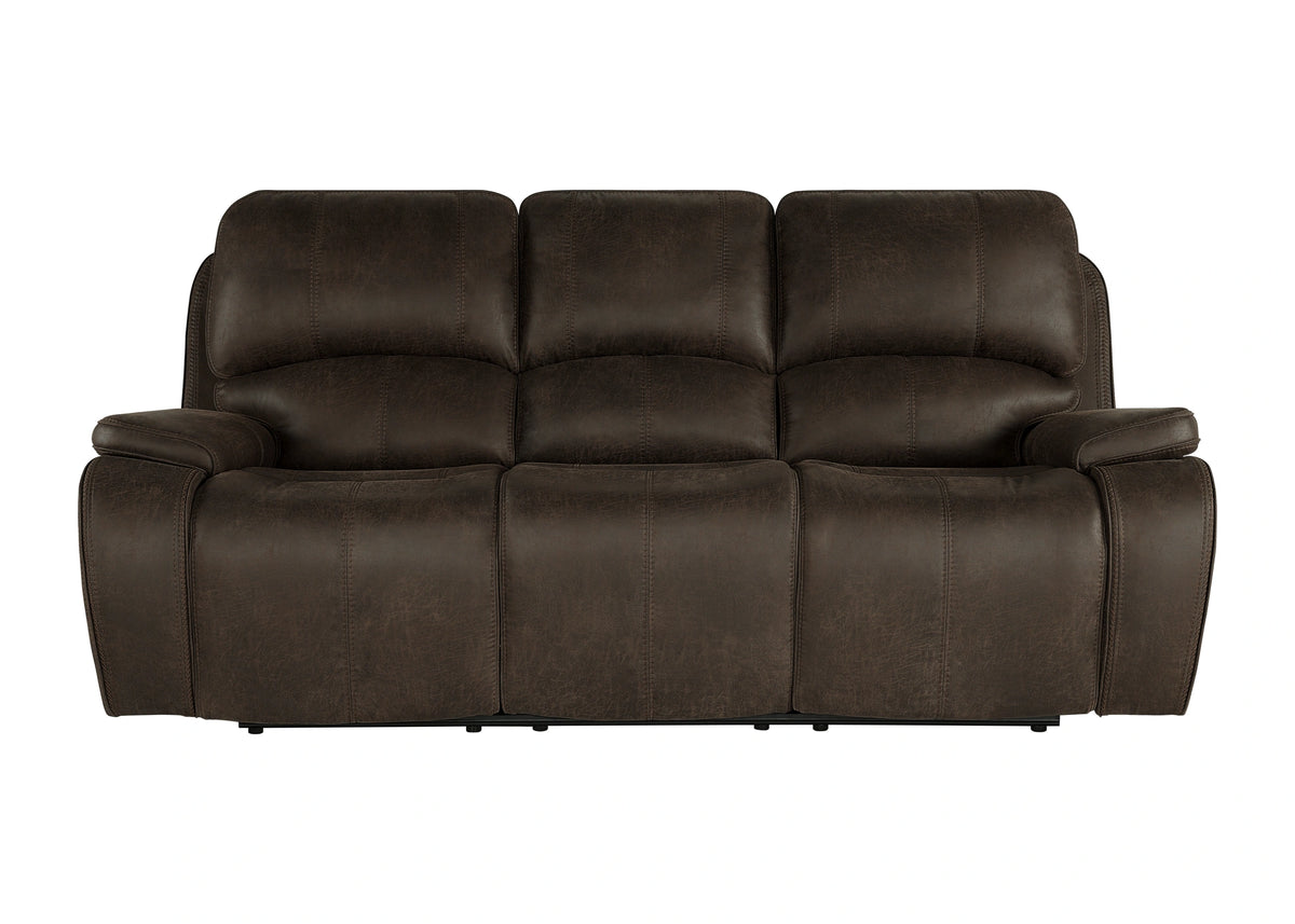 Brookings Sofa W/Dual Recliner-Brown