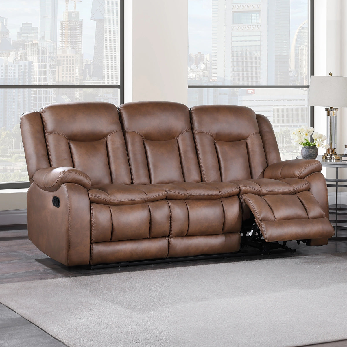 Morello Sofa W/Dual Recliner- Brown
