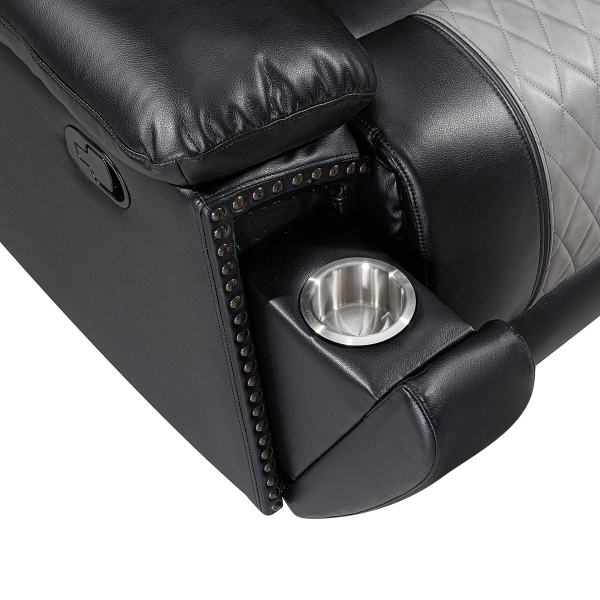 Nikko Sofa W/Dual Recliner-Black/Gray