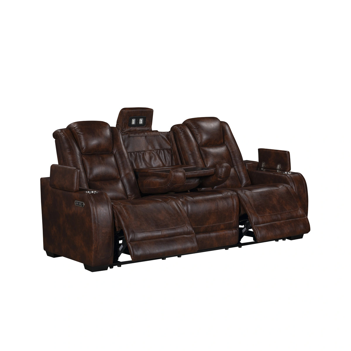 Chester Reclining Sofa W/Pwr Hr & Fr-Brown
