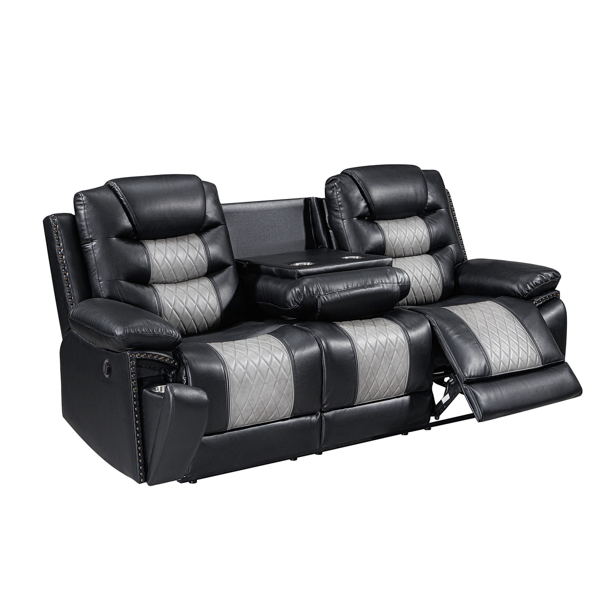 Nikko Sofa W/Pwr Fr-Black/Gray