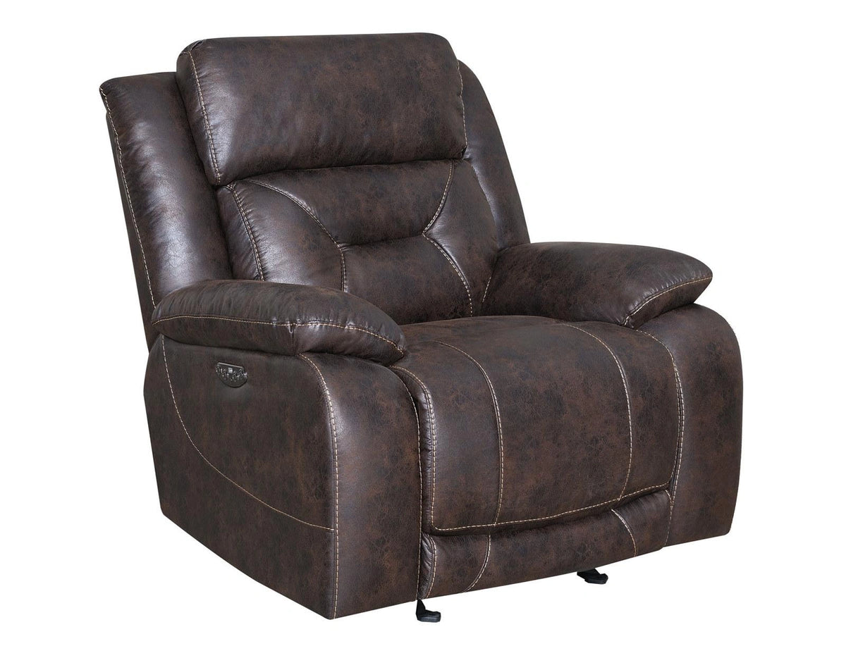 Steve Silver Aria Dual Power Recliner in Saddle Brown