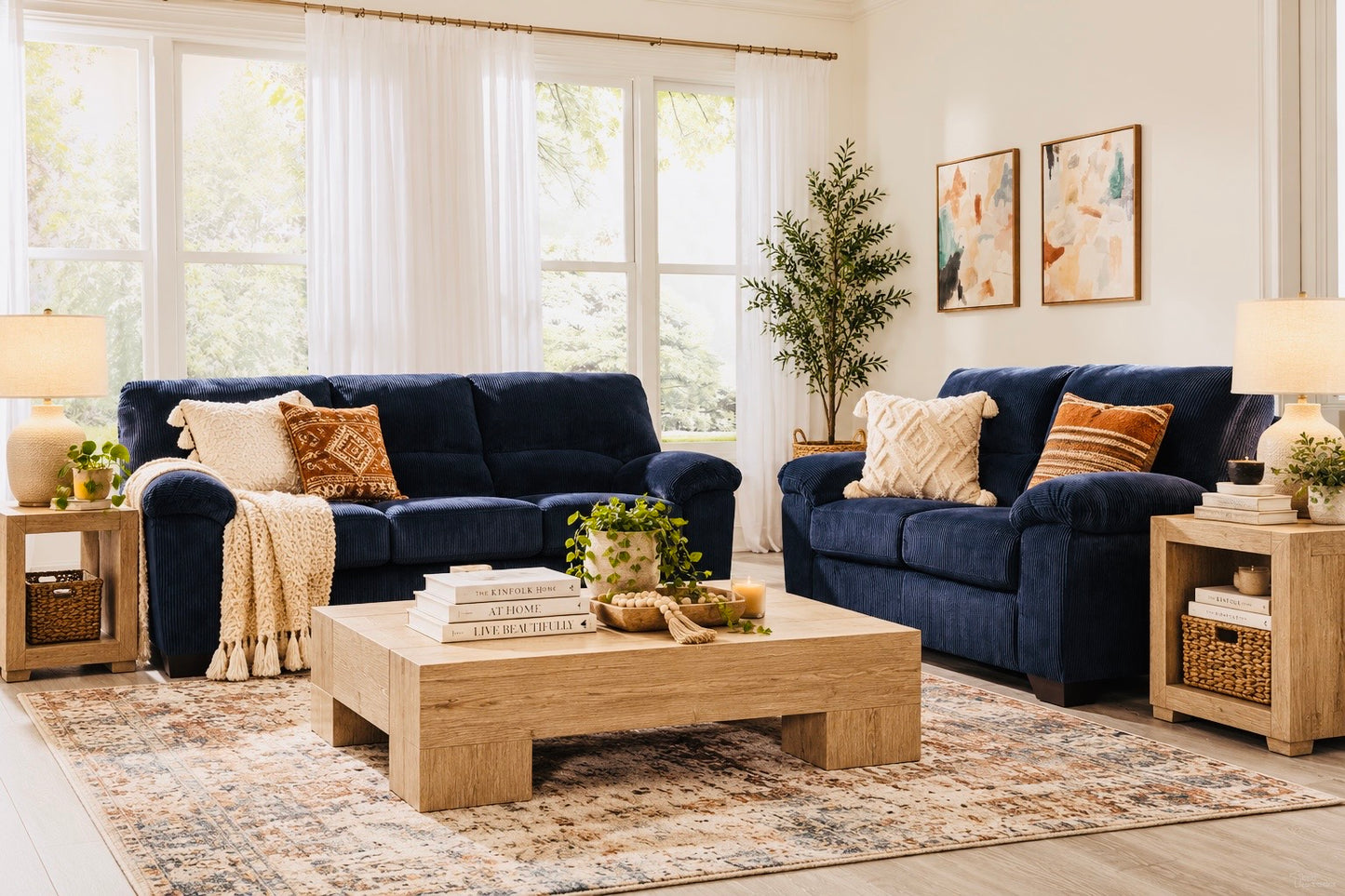 Corduroy Sofa & Loveseat Combo