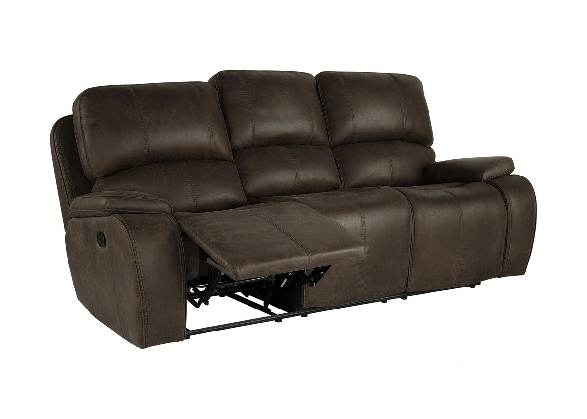 Brookings Sofa W/Dual Recliner-Brown