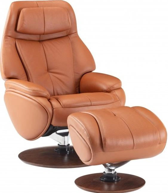 BarcaLounger Marjon Pedestal Recliner with Ottoman in Capri Tobacco