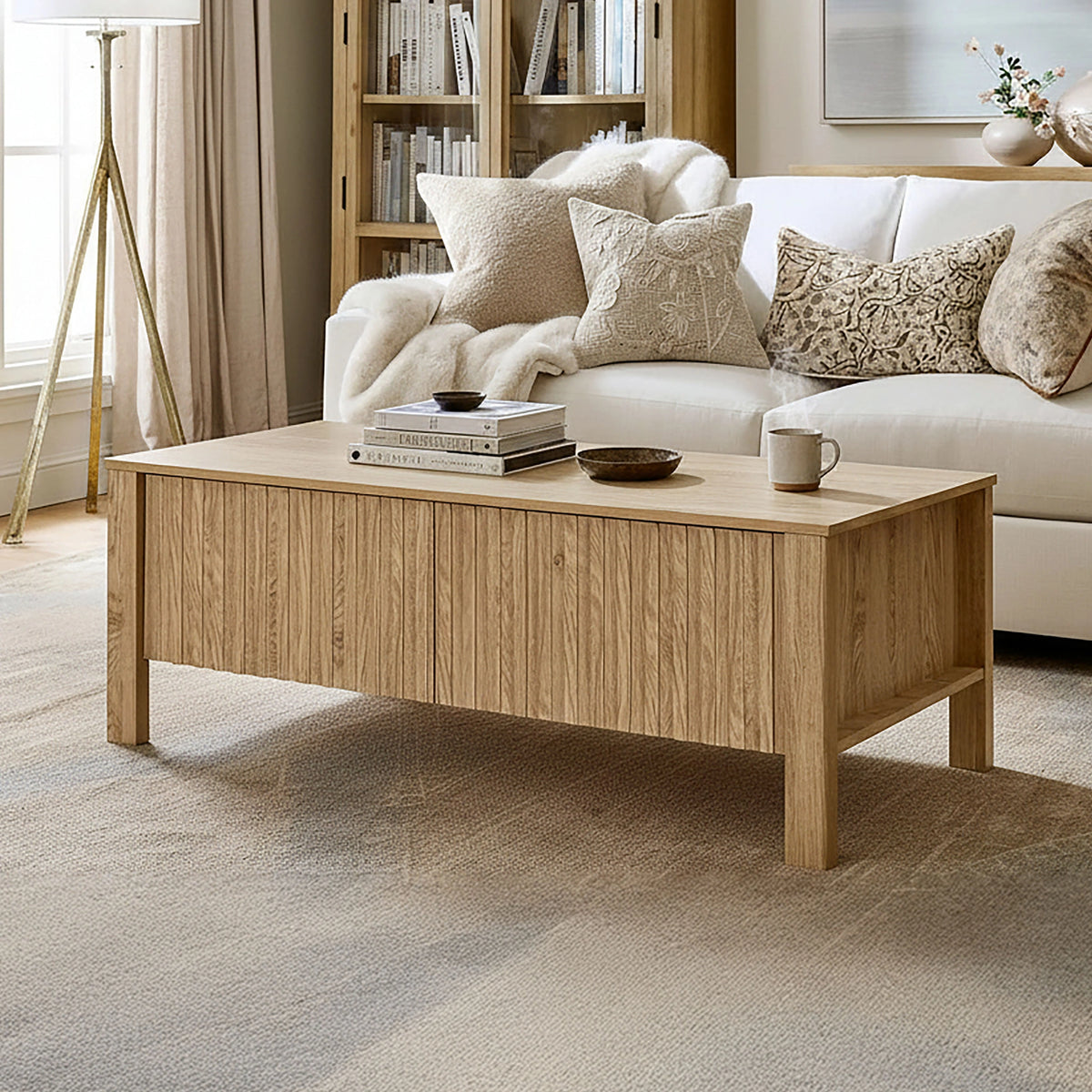 Thayer 47" Two Drawer Coffee Table-Natural