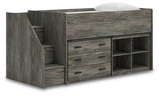 Frandern Loft Bed with Bookcase and Drawer Storage