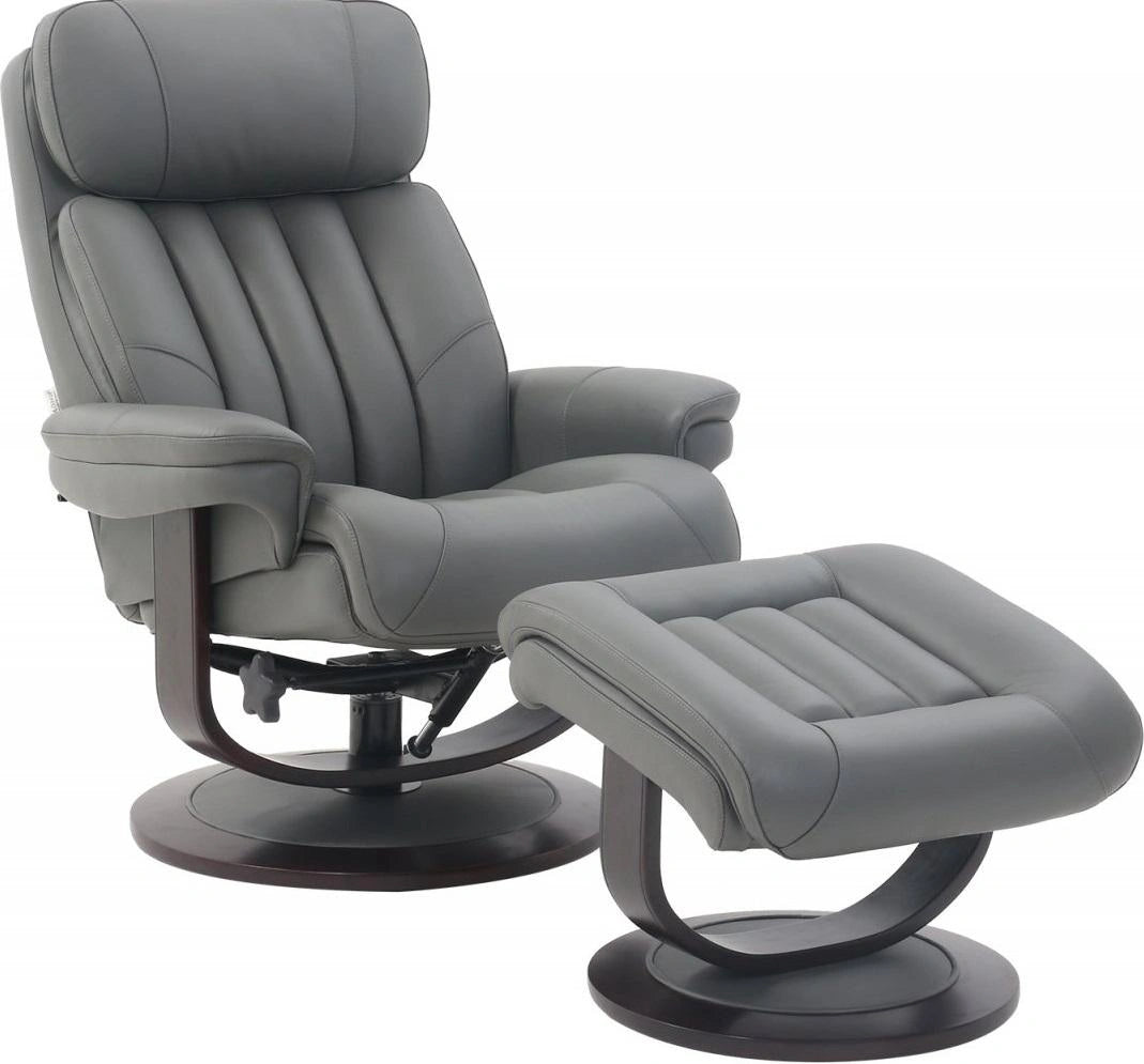 BarcaLounger Oakleigh Pedestal Recliner with Ottoman in Marlene Gray