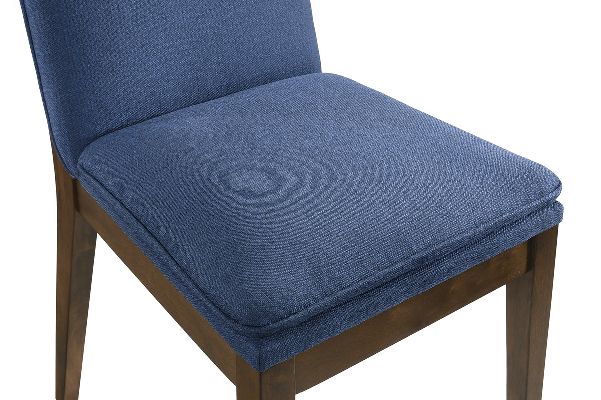 Maggie Dining Chair W/Blue Cushion-Walnut