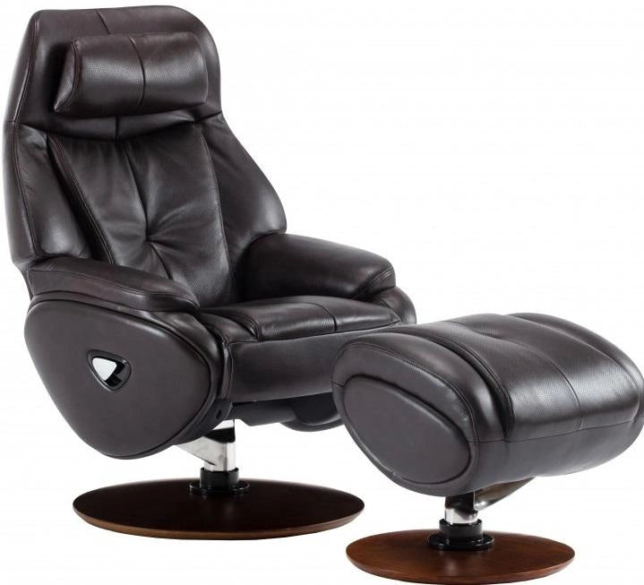 BarcaLounger Marjon Pedestal Recliner with Ottoman in Janie Chocolate