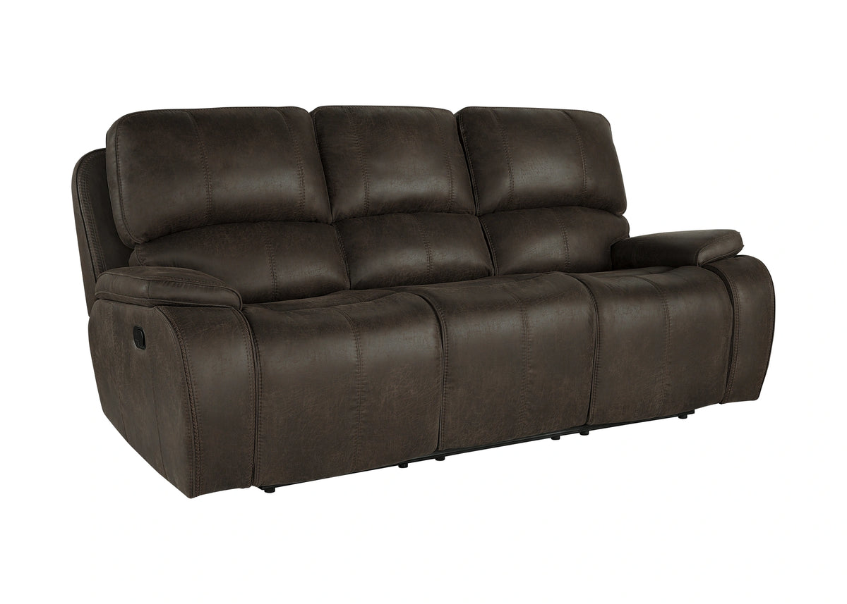 Brookings Sofa W/Dual Recliner-Brown