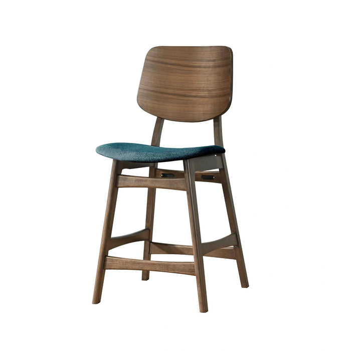 Oscar Counter Chair With Forest Green Cushion-Walnut