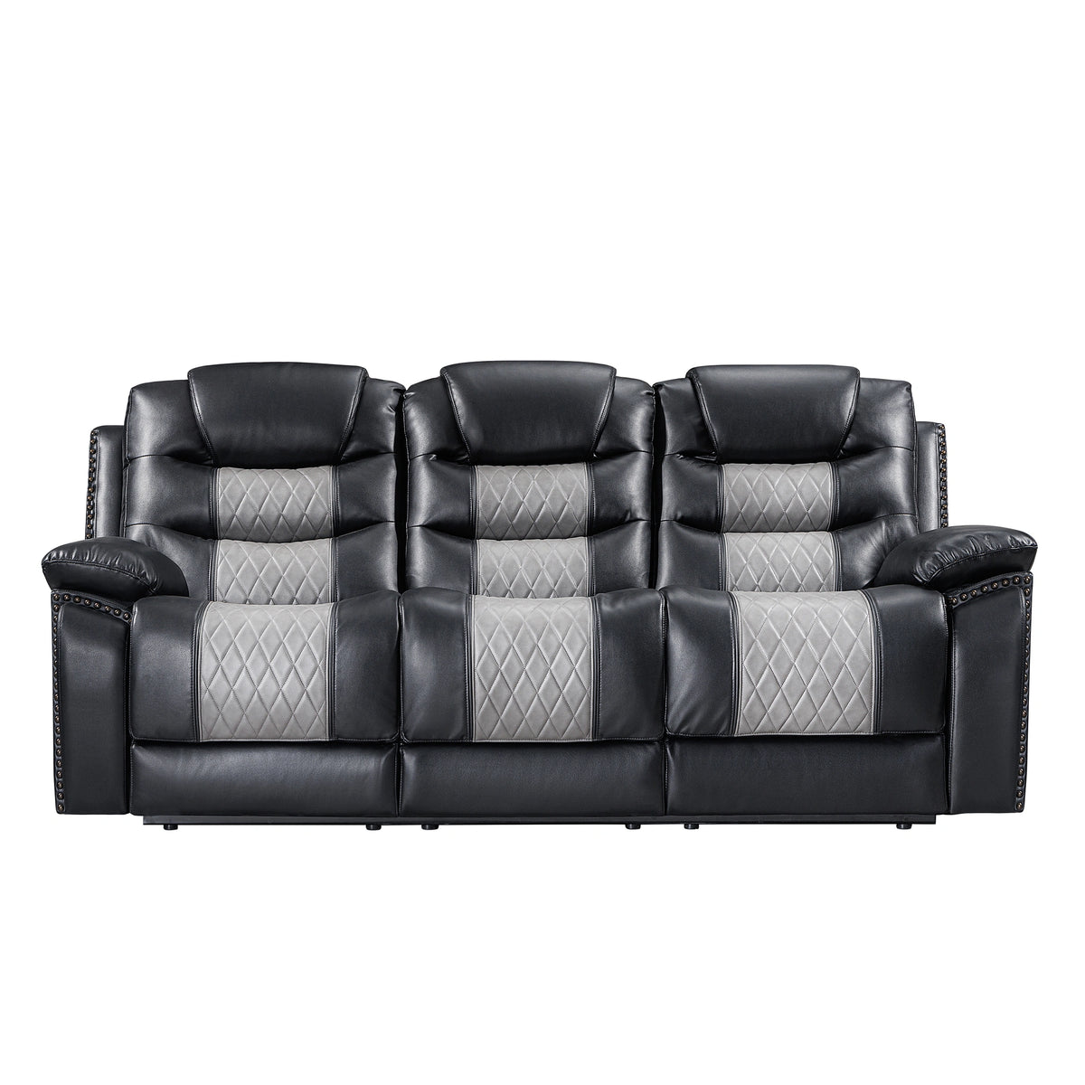 Nikko Sofa W/Dual Recliner-Black/Gray