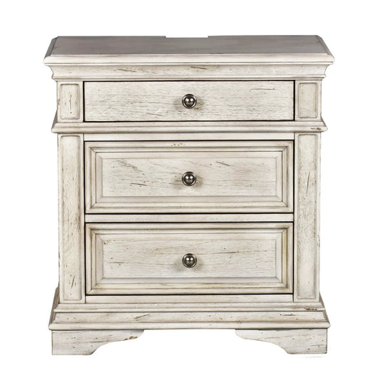 Steve Silver Highland Park 3 Drawer Nightstand in Cathedral White