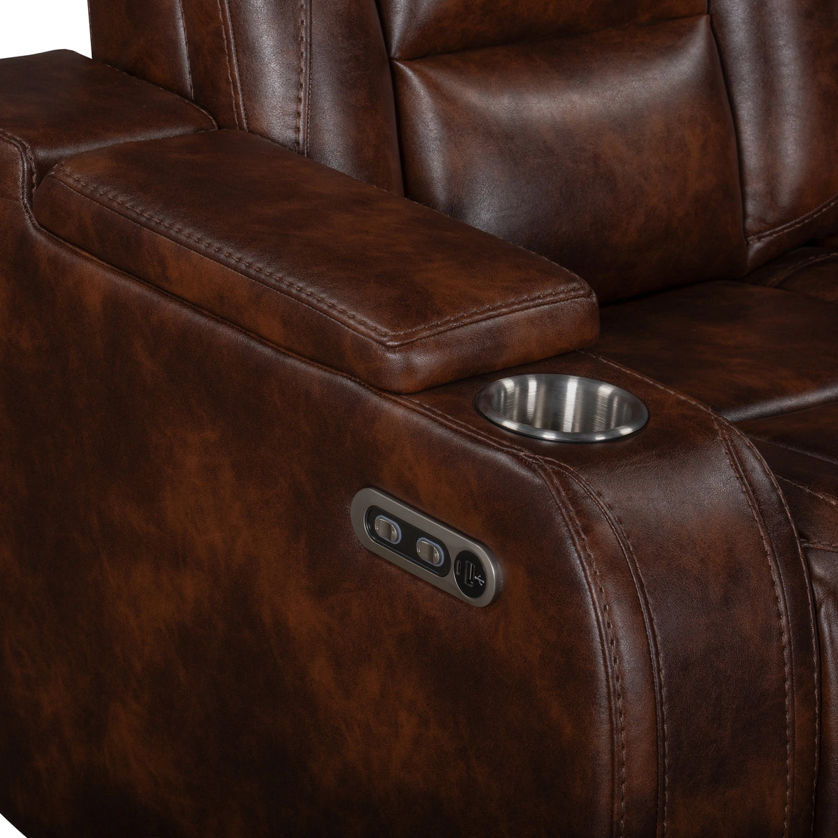 Chester Reclining Sofa W/Pwr Hr & Fr-Brown