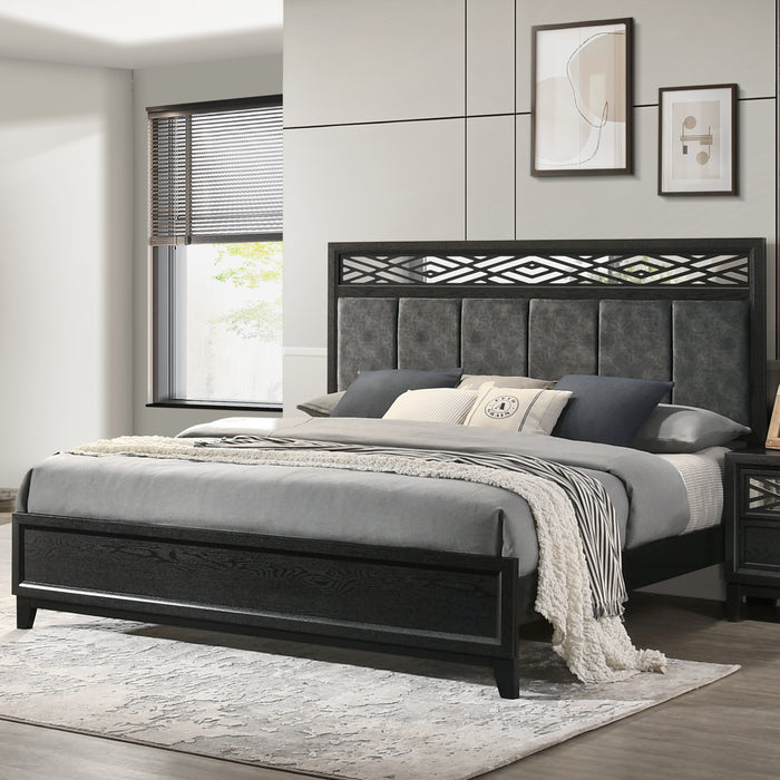 Obsidian 6/6-6/0 Ek/Wk Headboard, Footboard & Slats-Black