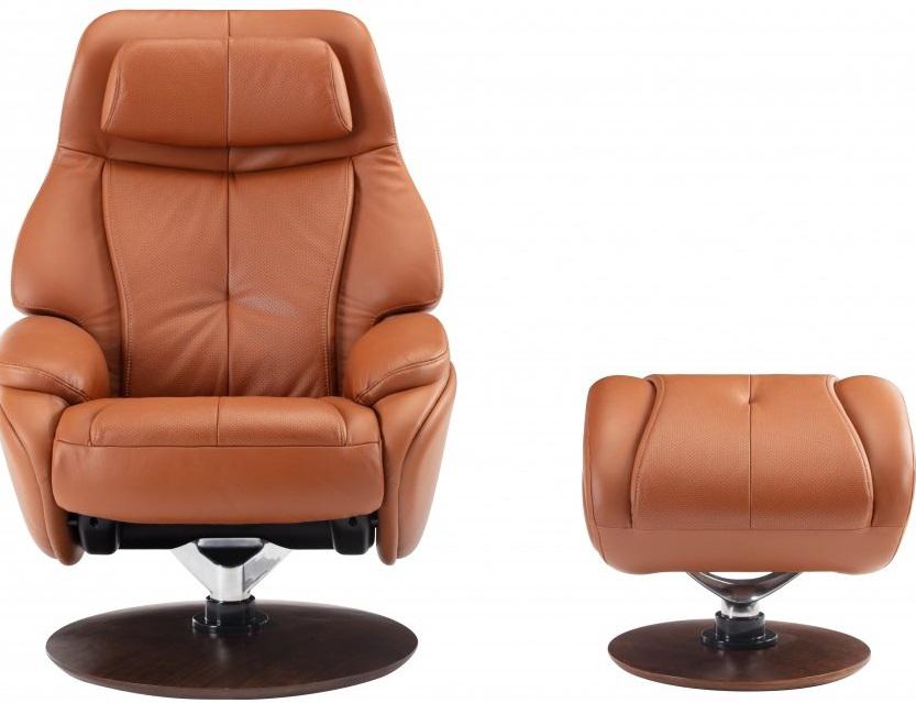 BarcaLounger Marjon Pedestal Recliner with Ottoman in Capri Tobacco